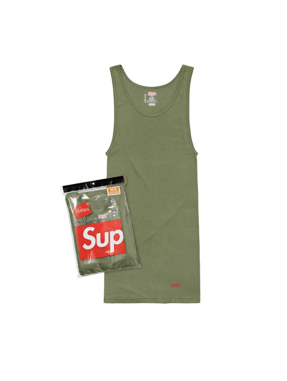 Supreme Hanes Tagless Tank Top (3 Pack) Olive • L